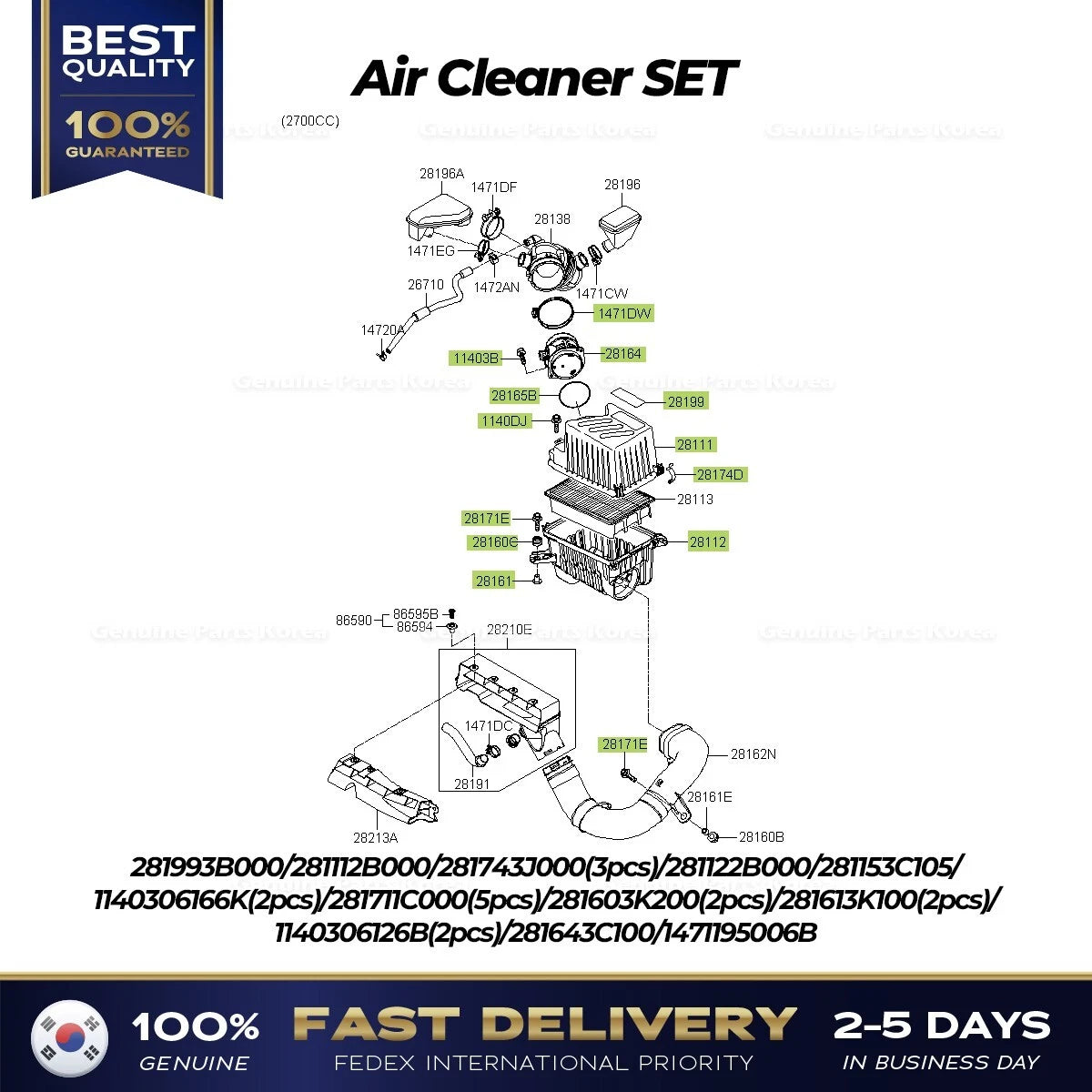 ⭐Genuine⭐ Air Cleaner SET for Hyundai Santa Fe