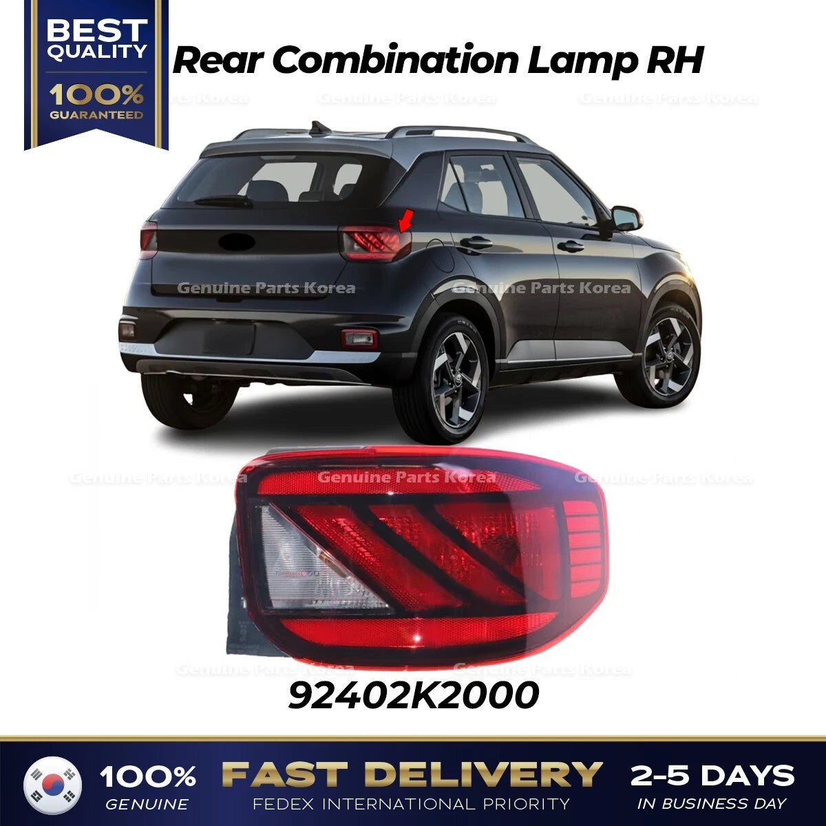 ⭐Genuine⭐ Rear Combination Lamp RH 92402K2000 for Hyundai Venue