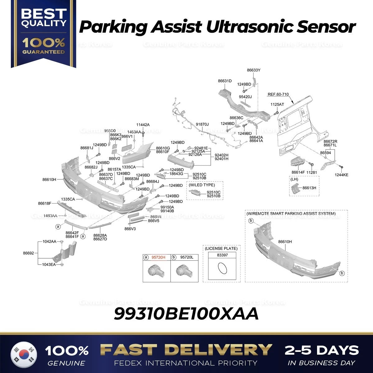 ⭐Genuine⭐ Parking Assist Ultrasonic Sensor 99310BE100XAA for Hyundai Santa Fe