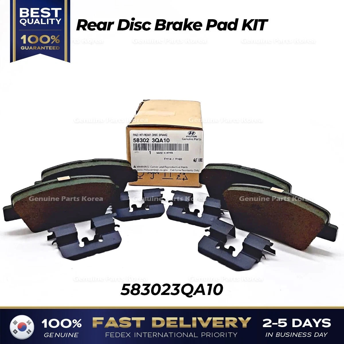⭐Genuine⭐ Rear Disc Brake Pad KIT 583023QA10 for Hyundai Azera Kia Optima