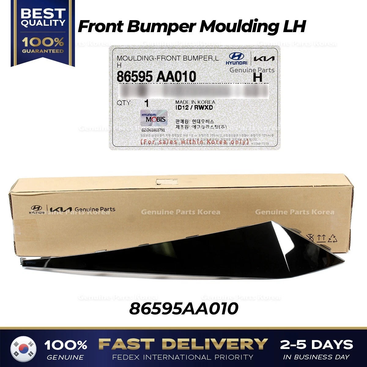 ⭐Genuine⭐ Front Bumper Moulding LH 86595AA010 for Hyundai Elantra