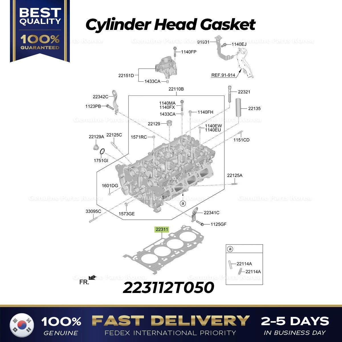 ⭐Genuine⭐ Cylinder Head Gasket 223112T050 for Hyundai Genesis GV80 GV70