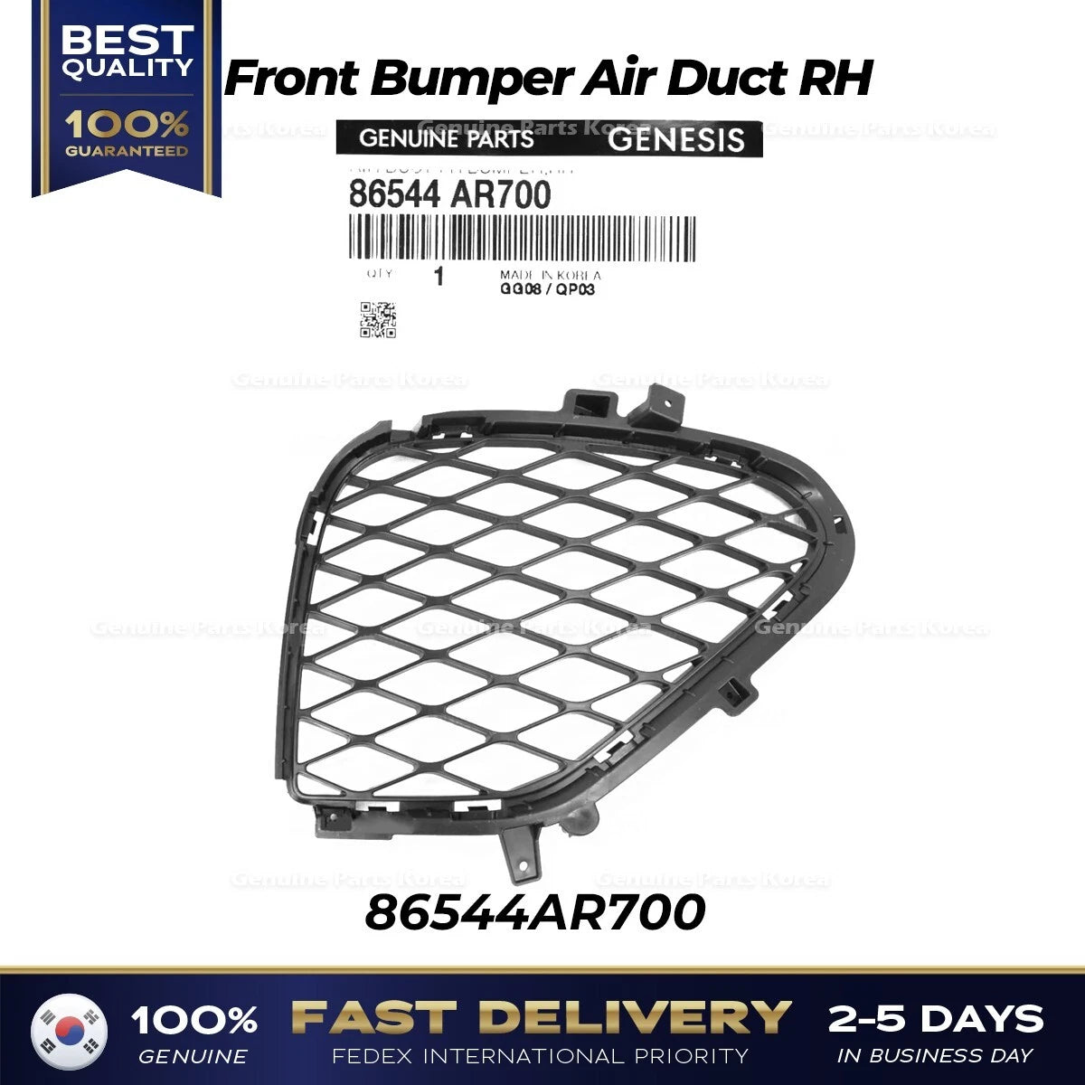 ⭐Genuine⭐ Front Bumper Air Duct RH 86544AR700 for Hyundai Genesis GV70