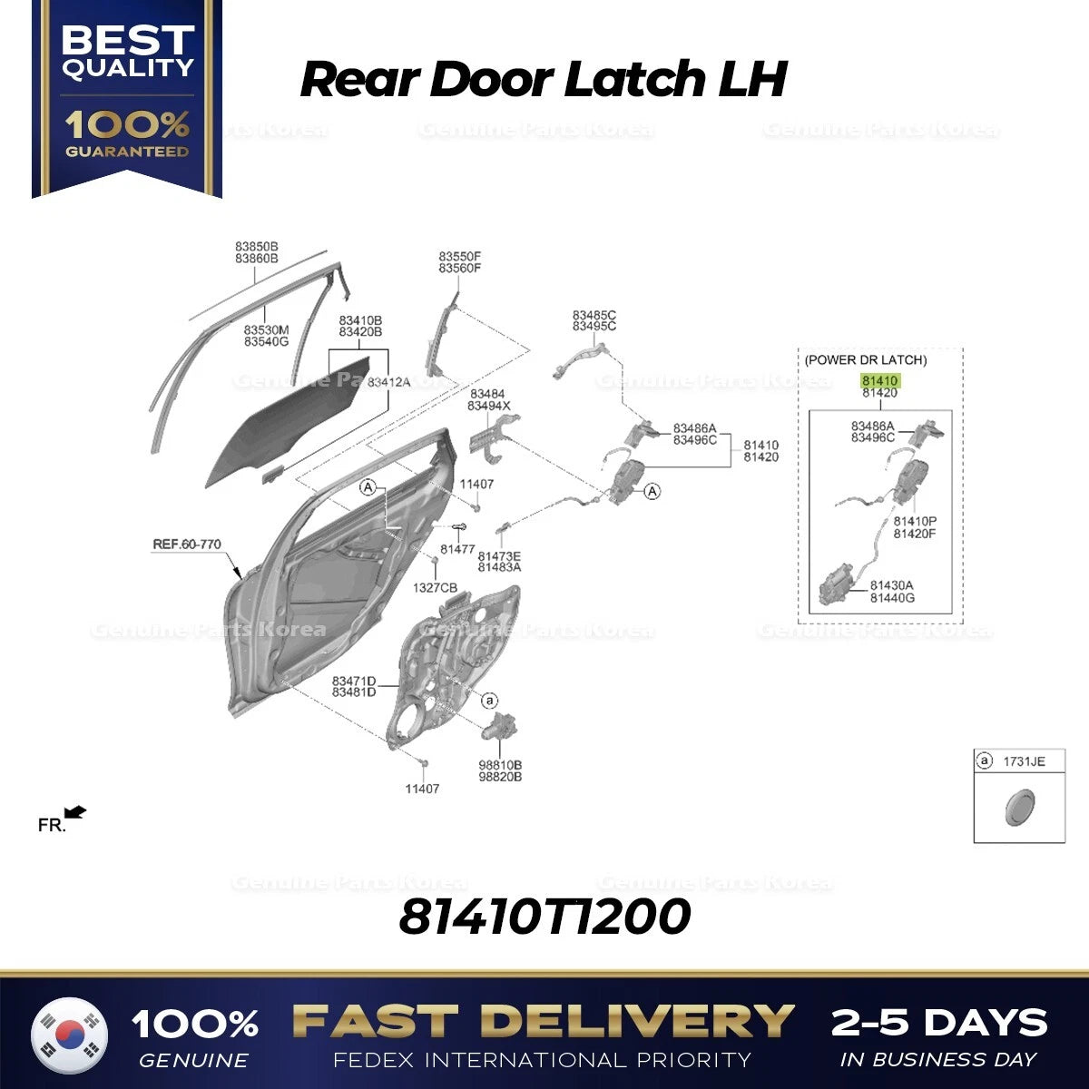 ⭐Genuine⭐ Rear Door Latch LH 81410T1200 for Hyundai Genesis G80