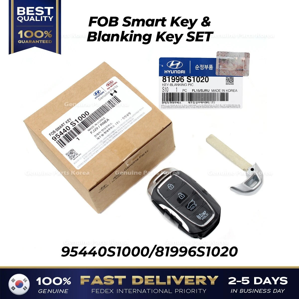 ⭐Genuine⭐ FOB Smart Key & Blanking Key SET 95440S1000 for Hyundai Santa Fe