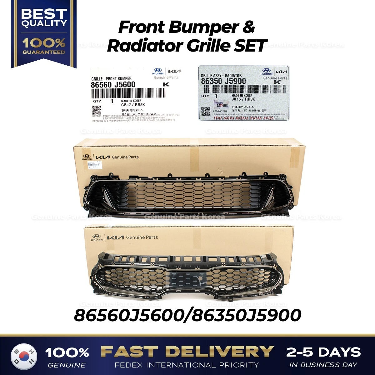 ⭐Genuine⭐ Front Bumper & Radiator Grille SET 86560J5600 86350J5900 for Stinger