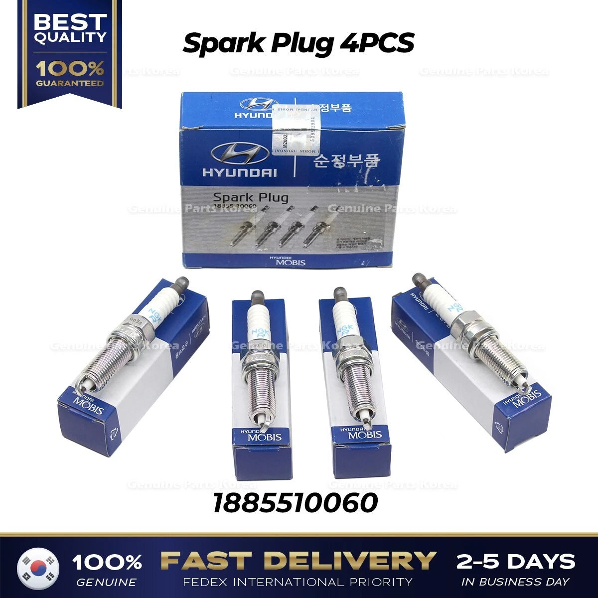 ⭐Genuine⭐ Spark Plug 4PCS 1885510060 for Hyundai Avante Kia Forte