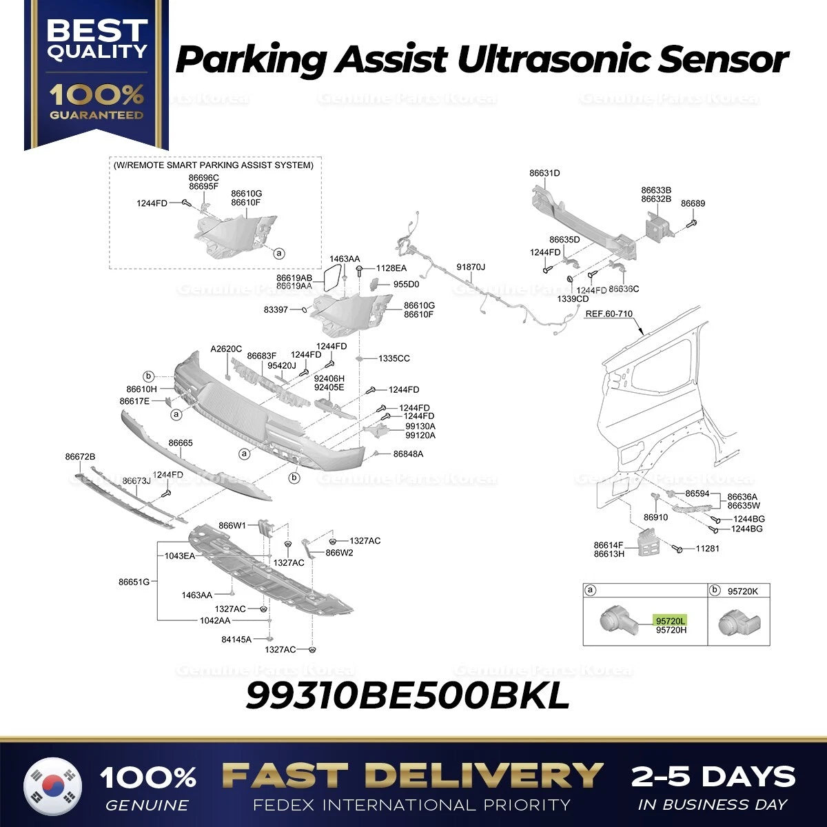 ⭐Genuine⭐ Parking Assist Ultrasonic Sensor 99310BE500BKL for Kia EV9
