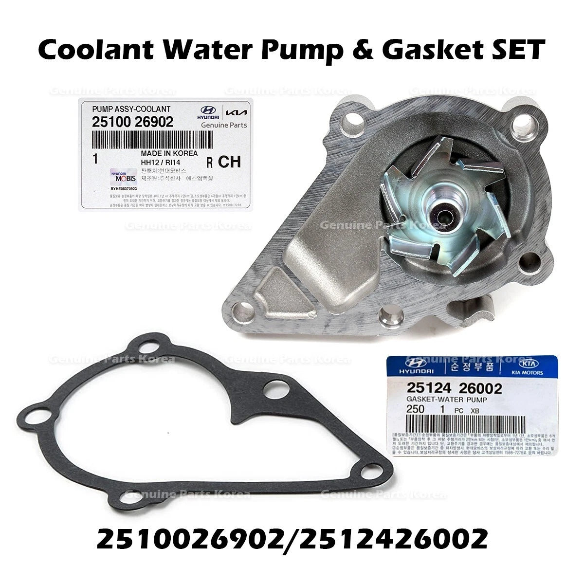 ⭐Genuine⭐ Coolant Water Pump & Gasket SET 2510026902 for Hyundai Accent Kia Rio