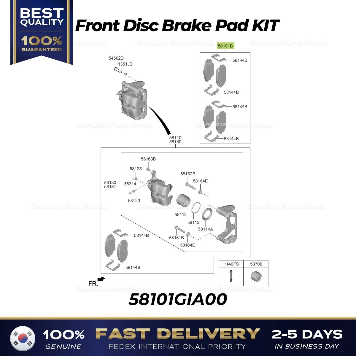 ⭐Genuine⭐ Front Disc Brake Pad KIT 58101GIA00 for Hyundai Ioniq 5 Kia EV6