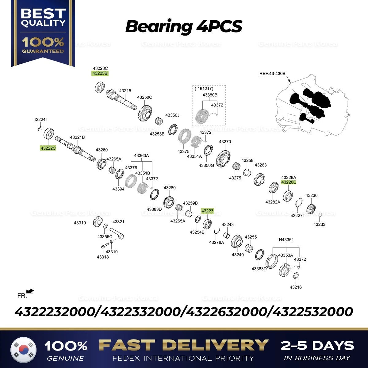 ⭐Genuine⭐ Bearing 4PCS for Hyundai Accent Kia Rio Soul