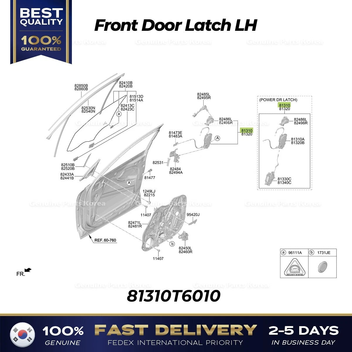 ⭐Genuine⭐ Front Door Latch LH 81310T6010 for Hyundai Genesis GV80
