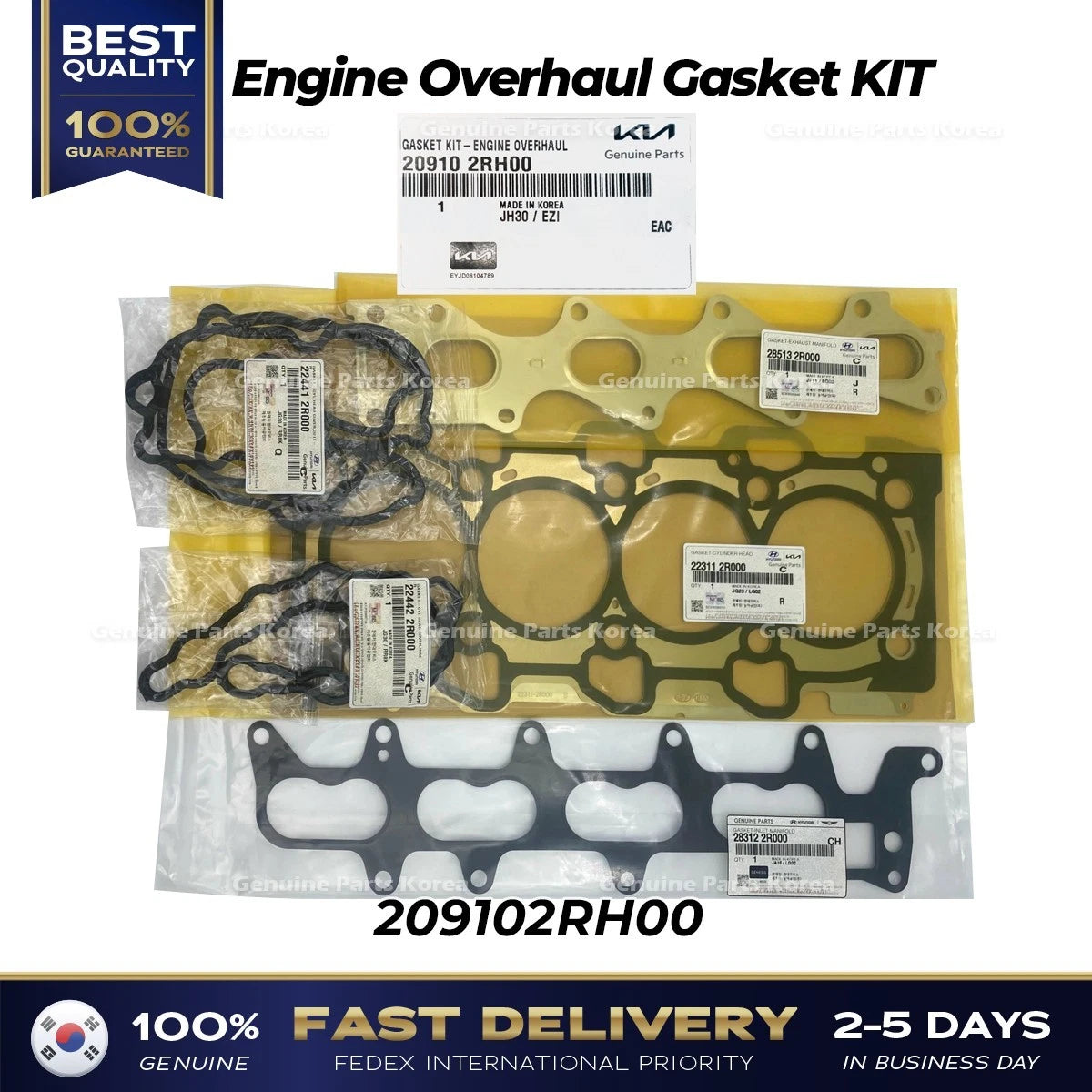 ⭐Genuine⭐ Engine Overhaul Gasket KIT 209102RH00 for Hyundai Santa Fe Tucson