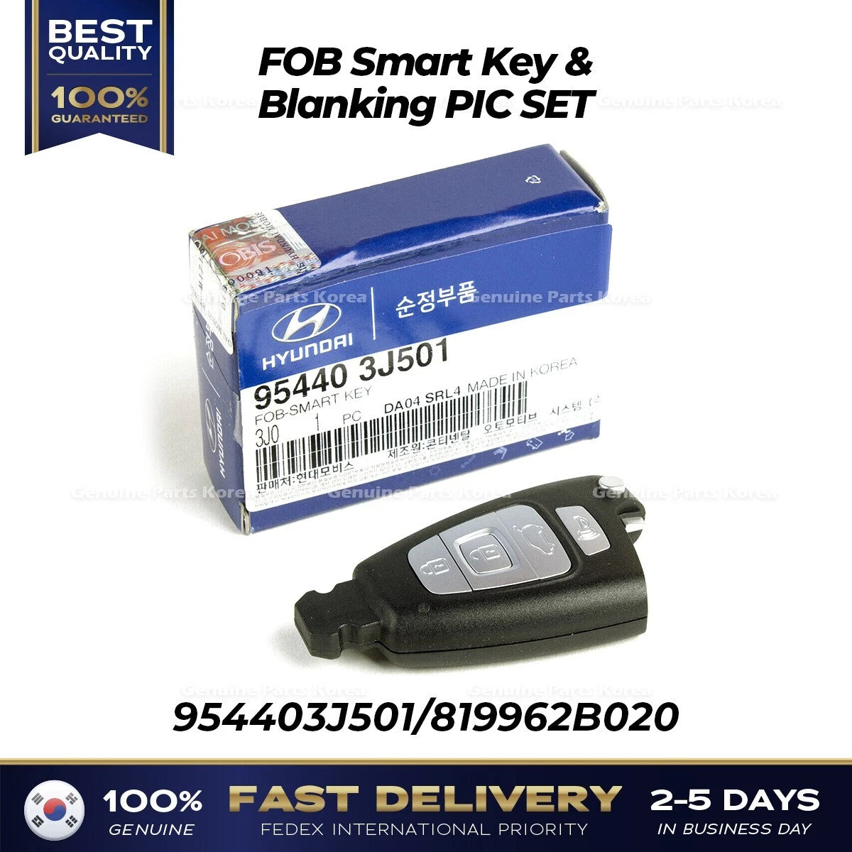 ⭐Genuine⭐ FOB Smart Key & Blanking PIC SET 954403J501 for Hyundai Veracruz