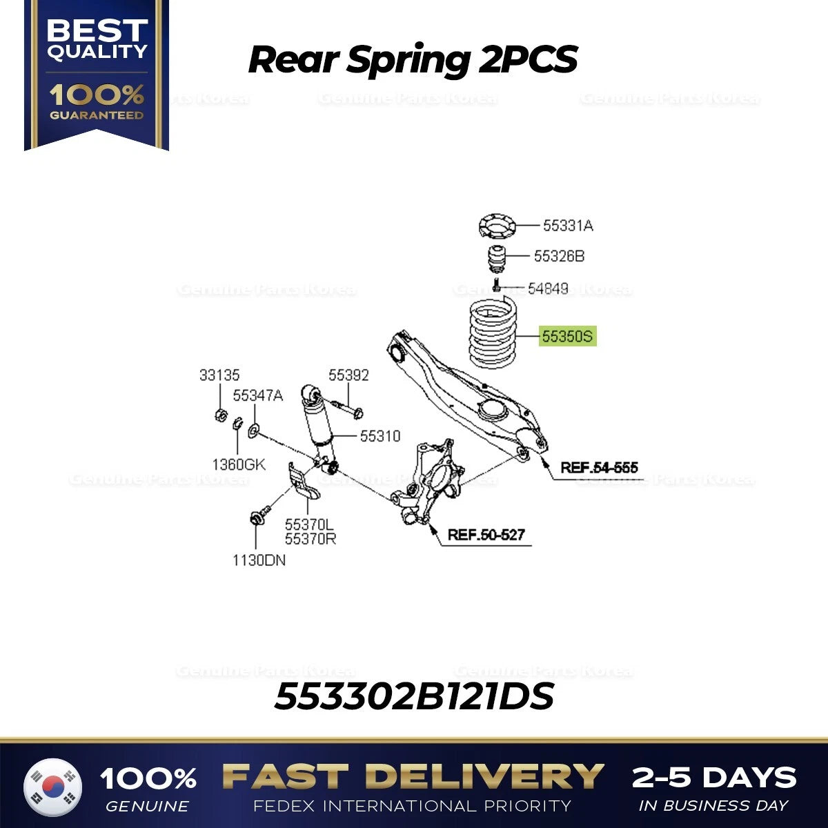 ⭐Genuine⭐ Rear Spring 2PCS 553302B121DS for Hyundai Santa Fe