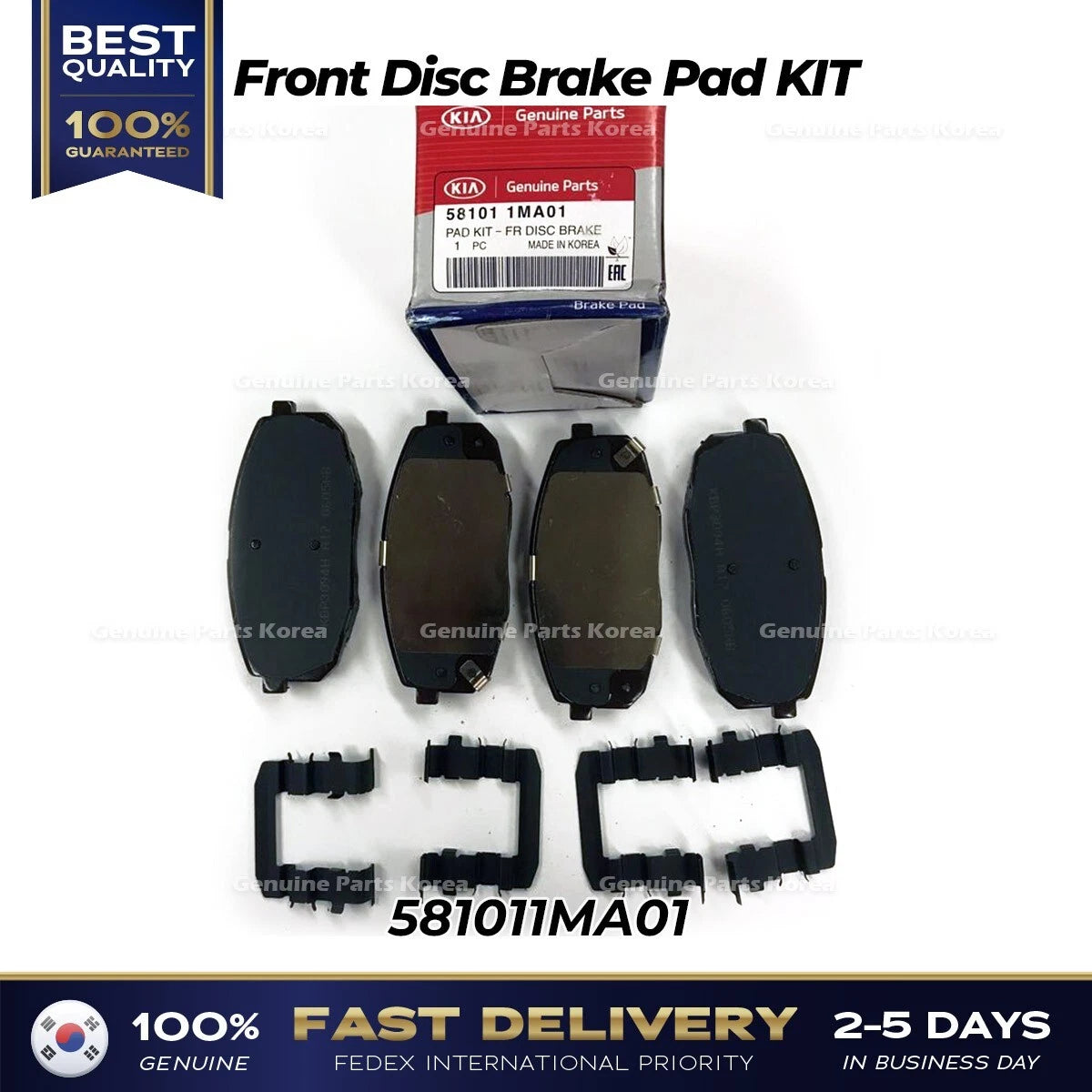 ⭐Genuine⭐ Front Disc Brake Pad KIT 581011MA01 for Kia Forte