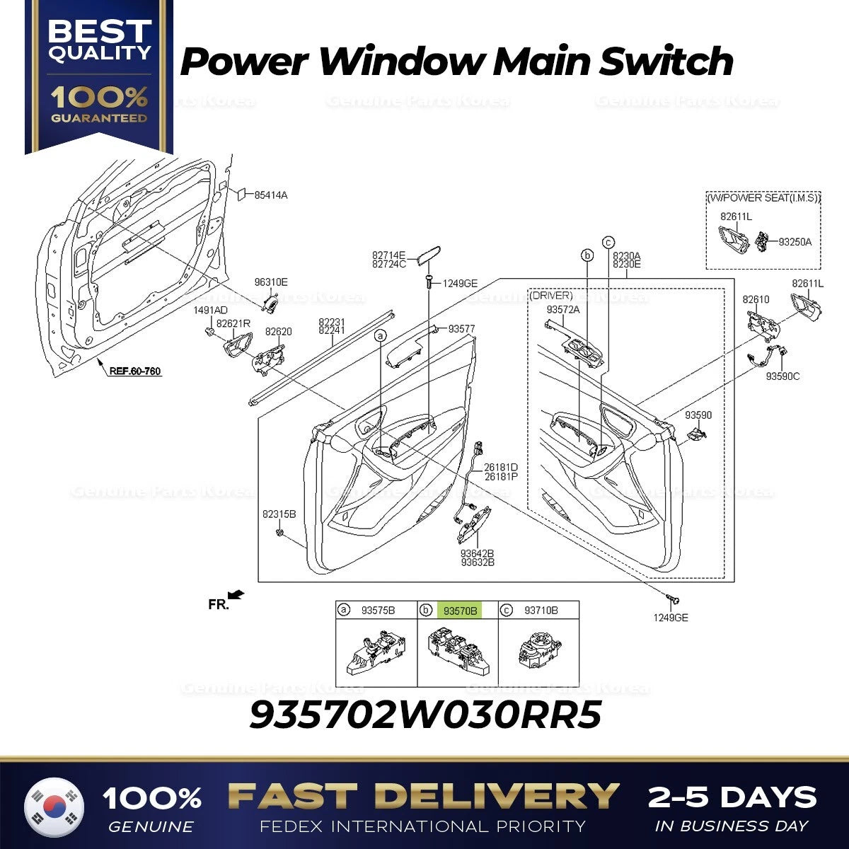 ⭐Genuine⭐ Power Window Main Switch 935702W030RR5 for Hyundai Maxcruz