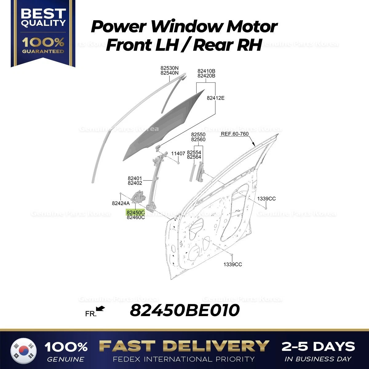 ⭐Genuine⭐ Power Window Motor Front LH/Rear RH 82450BE010 for Hyundai Kona