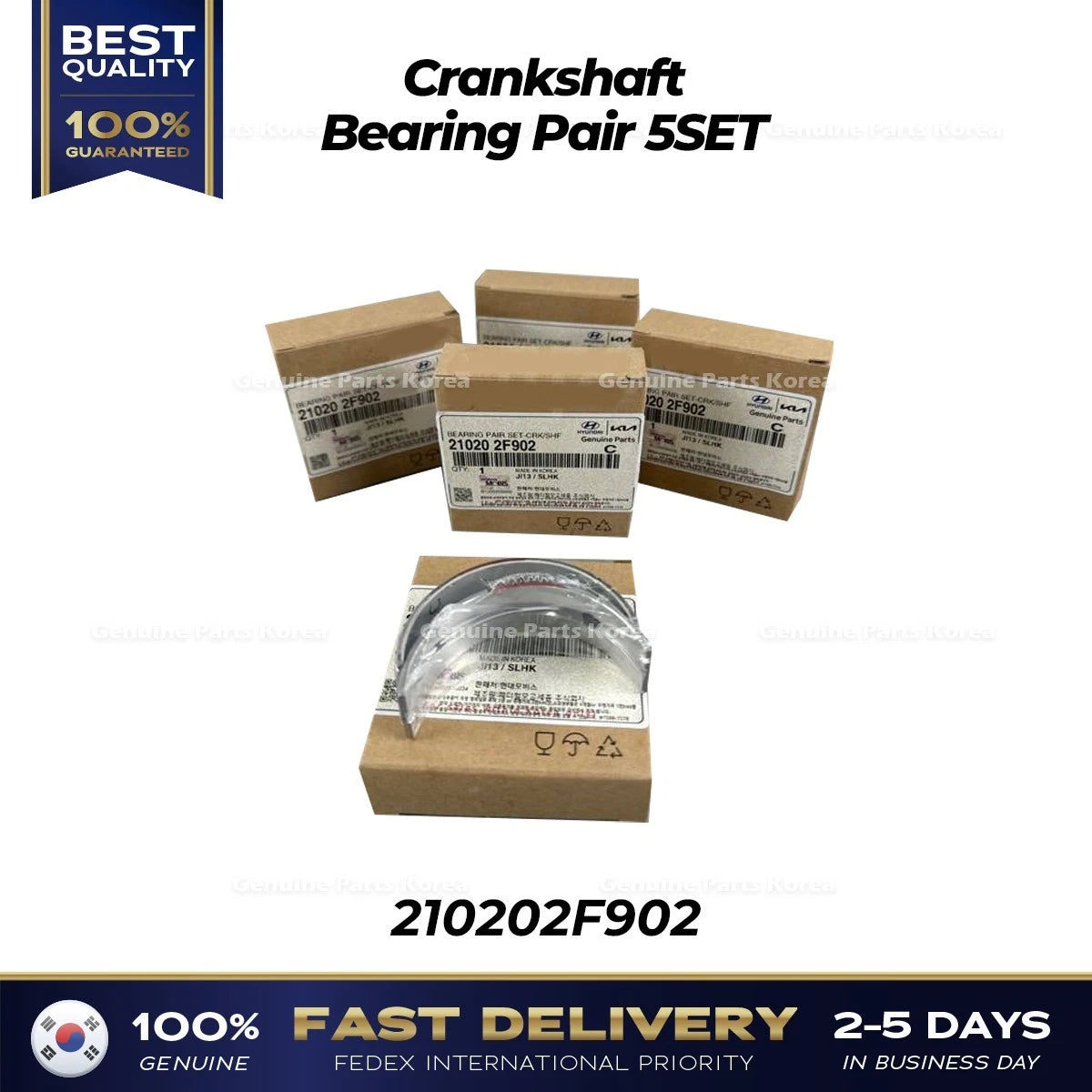 ⭐Genuine⭐ Crankshaft Bearing Pair 5SET 210202F902 for Hyundai Santa Fe Tucson