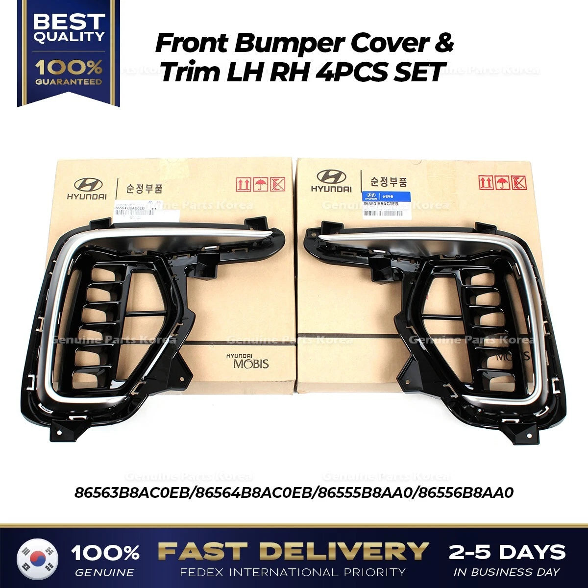⭐Genuine⭐ Front Bumper Cover & Trim LH RH 4PCS SET for Hyundai Santa Fe