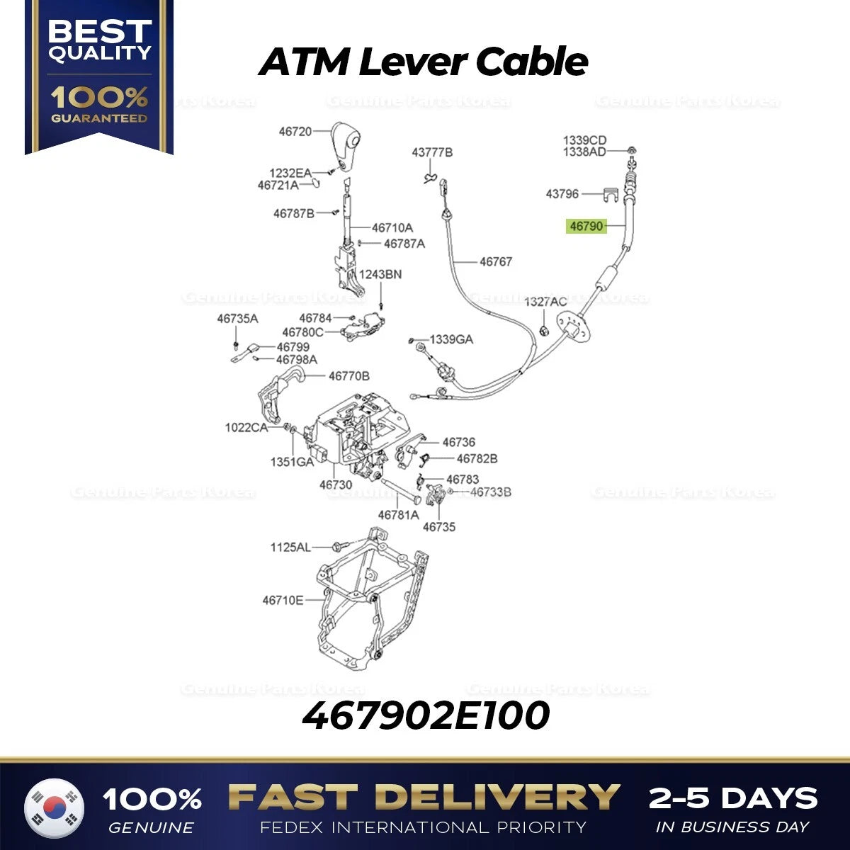 ⭐Genuine⭐ ATM Lever Cable 467902E100 for Hyundai Tucson