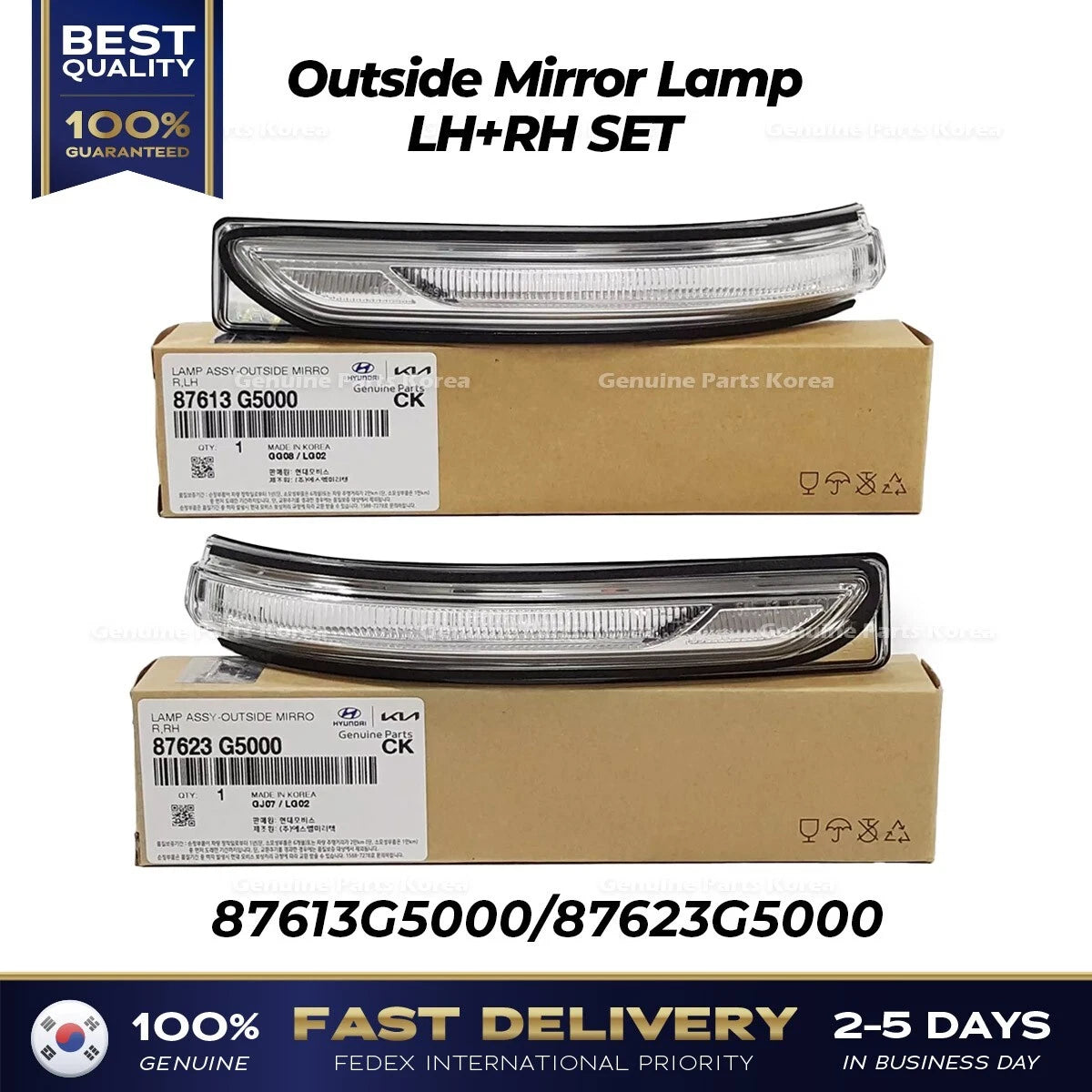⭐Genuine⭐ Outside Mirror Lamp LH RH SET 87613G5000 87623G5000 for Kia Niro