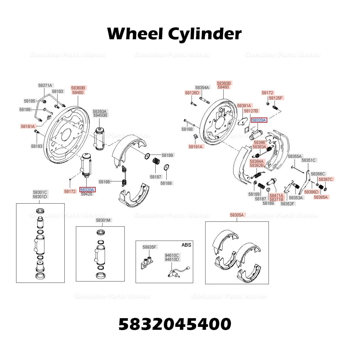 ⭐Genuine⭐ Wheel Cylinder 5832045400 for Hyundai Mighty Mighty II