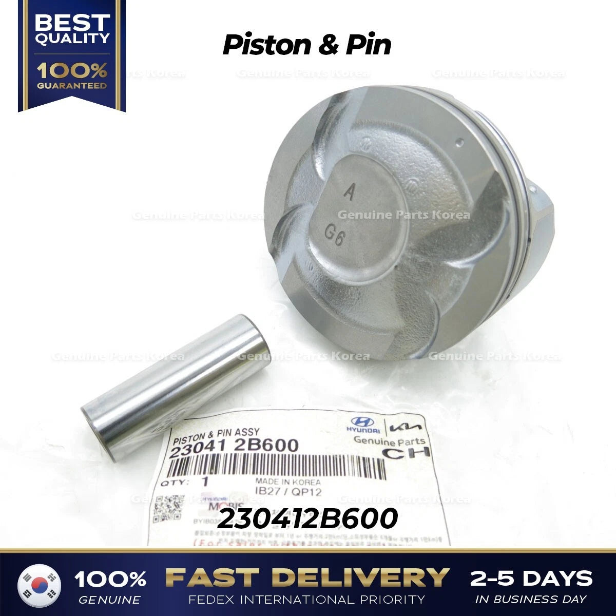⭐Genuine⭐ Piston & Pin 230412B600 for Hyundai Accent Veloster Kia Rio