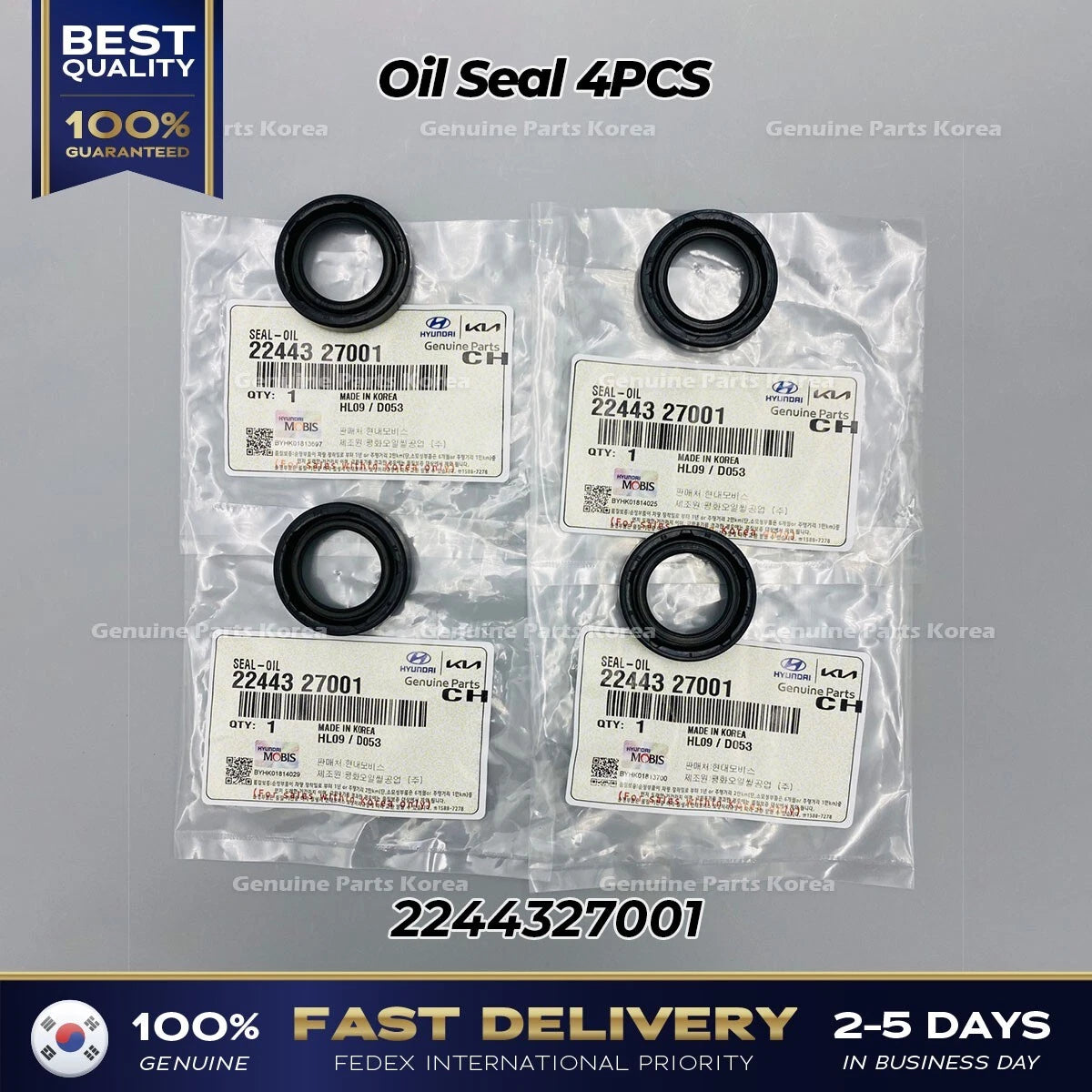 ⭐Genuine⭐ Oil Seal 4PCS 2244327001 for Hyundai Santa Fe Kia Sportage