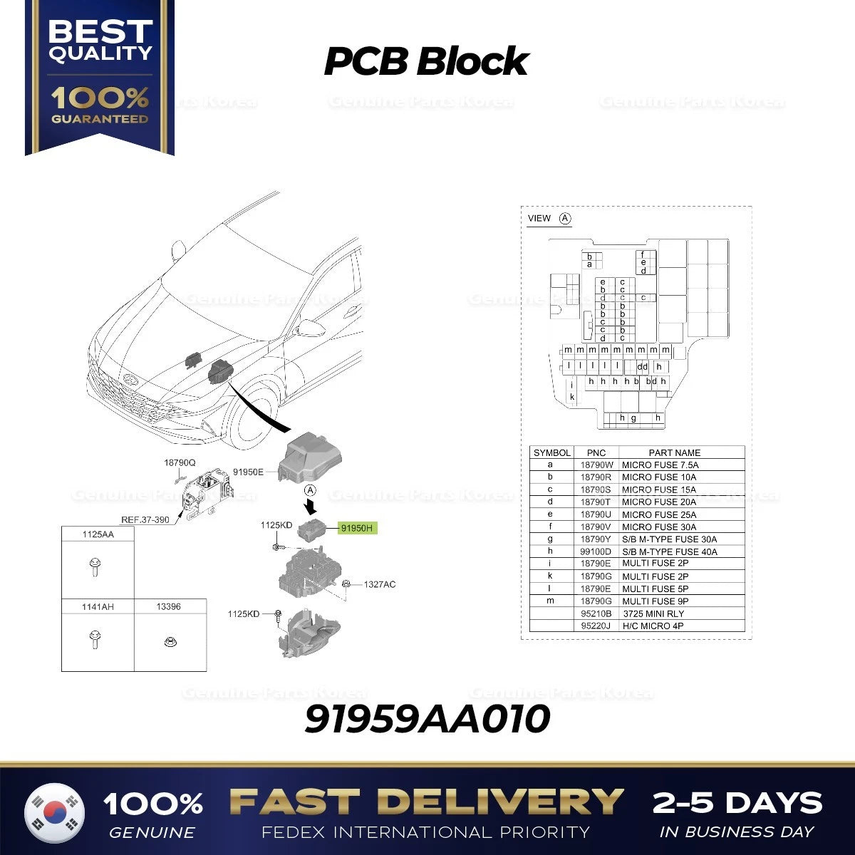 ⭐Genuine⭐ PCB Block 91959AA010 for Hyundai Elantra N