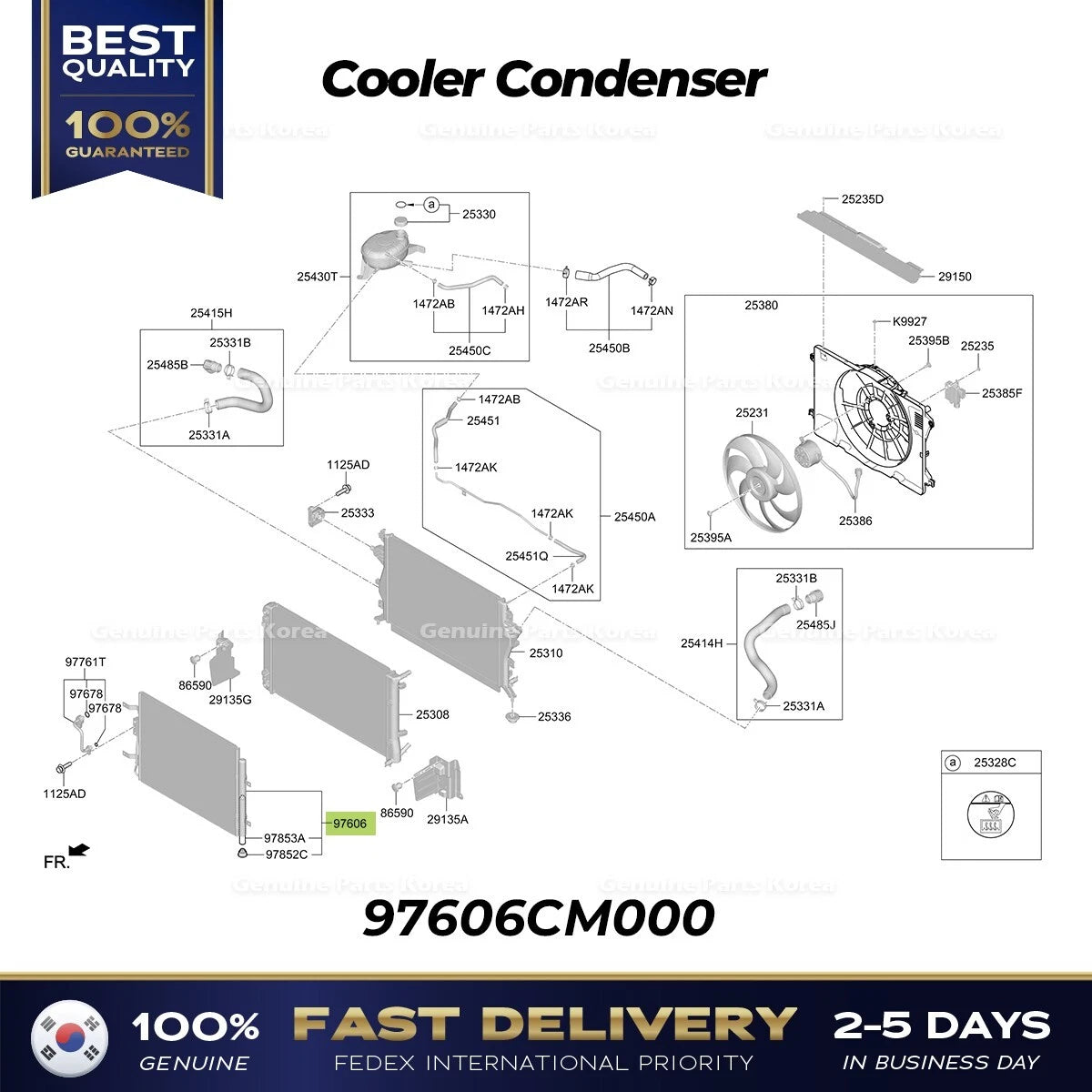 ⭐Genuine⭐ Cooler Condenser 97606CM000 for Hyundai Kona Hybrid
