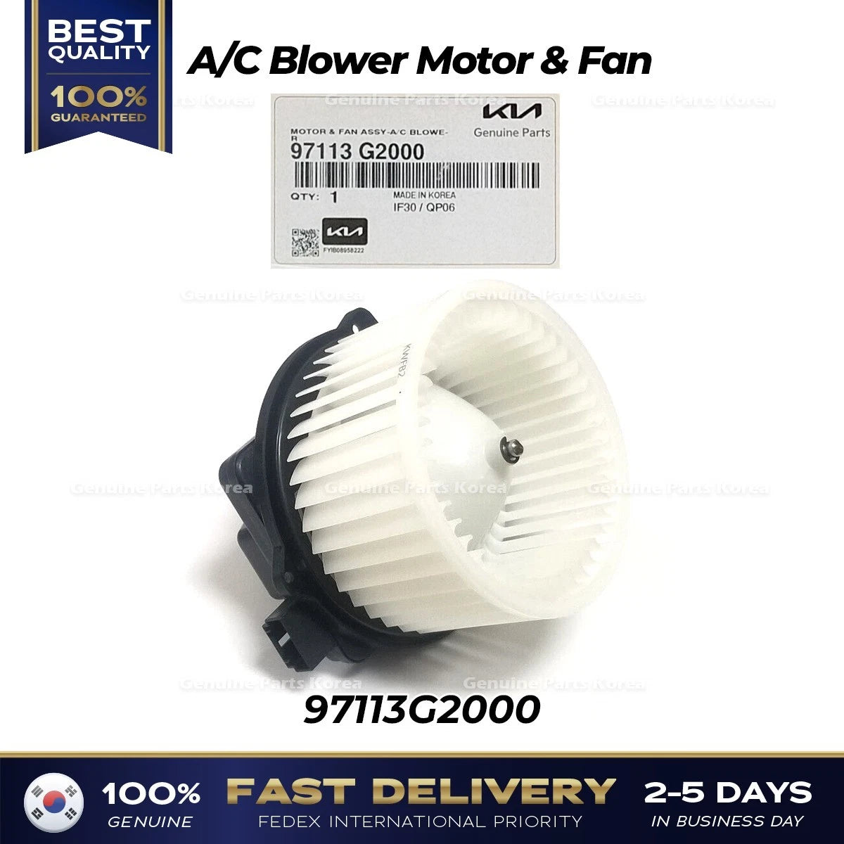⭐Genuine⭐ A/C Blower Motor & Fan 97113G2000 for Hyundai Ioniq Kia Niro