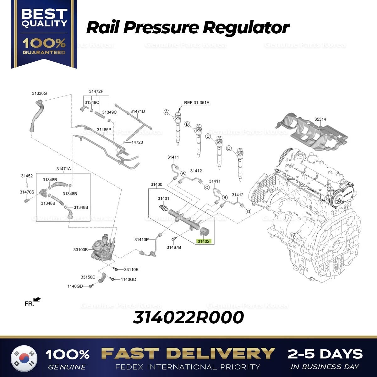 ⭐Genuine⭐ Rail Pressure Regulator 314022R000 for Hyundai Genesis Kia