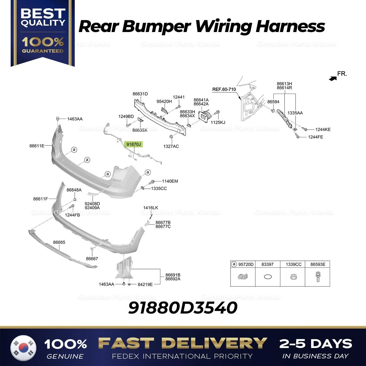 ⭐Genuine⭐ Rear Bumper Wiring Harness 91880D3540 for Hyundai Tucson