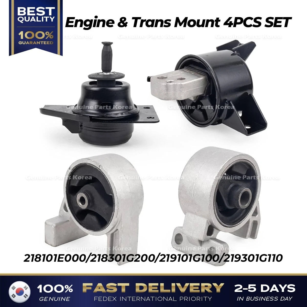 ⭐Genuine⭐ Engine & Trans Mount 4PCS SET for Hyundai Accent Kia Rio