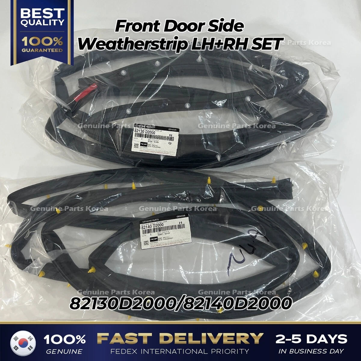⭐Genuine⭐ Front Door Side Weatherstrip LH RH SET for Hyundai Genesis G90