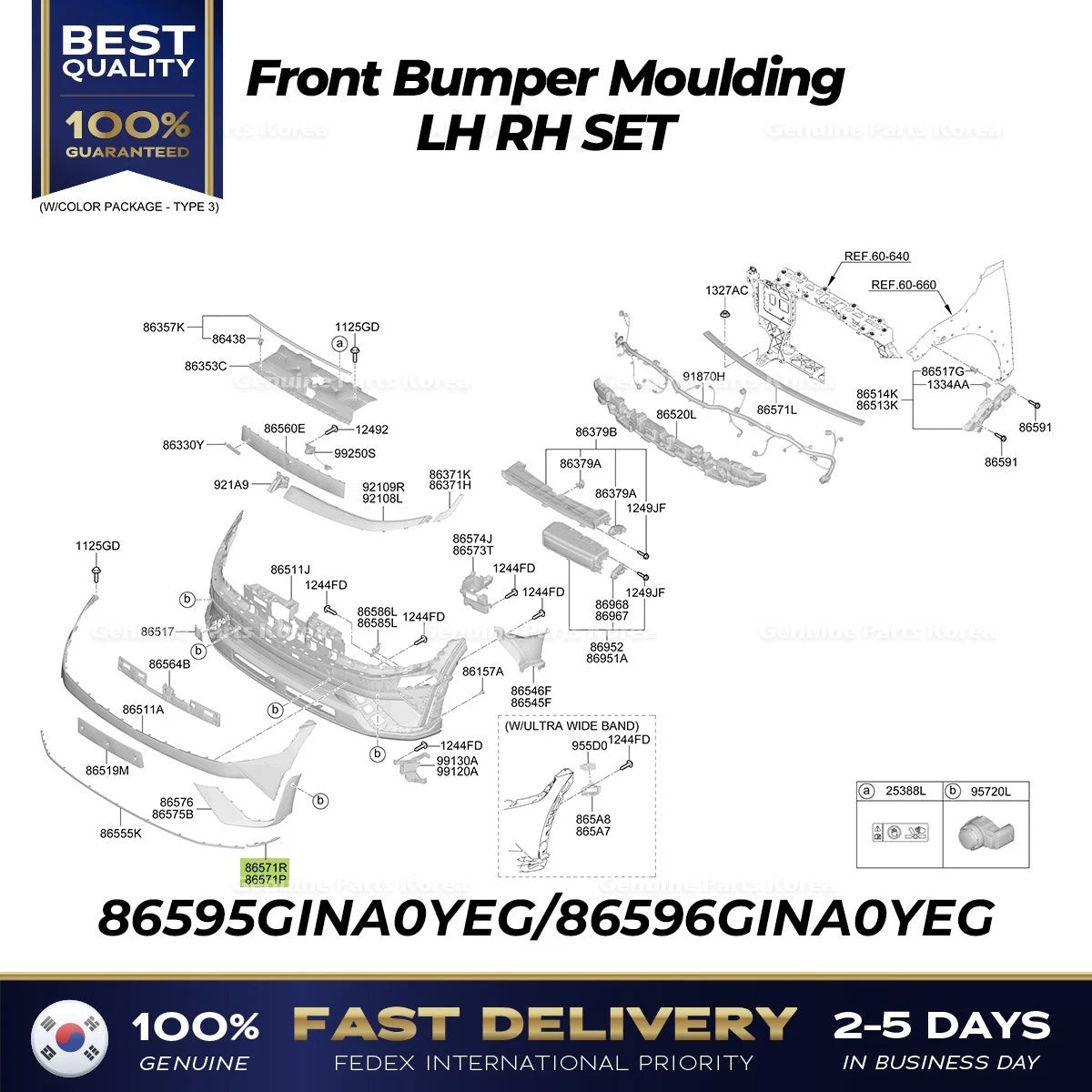 ⭐Genuine⭐ Front Bumper Moulding LH RH SET for Hyundai Ioniq 5