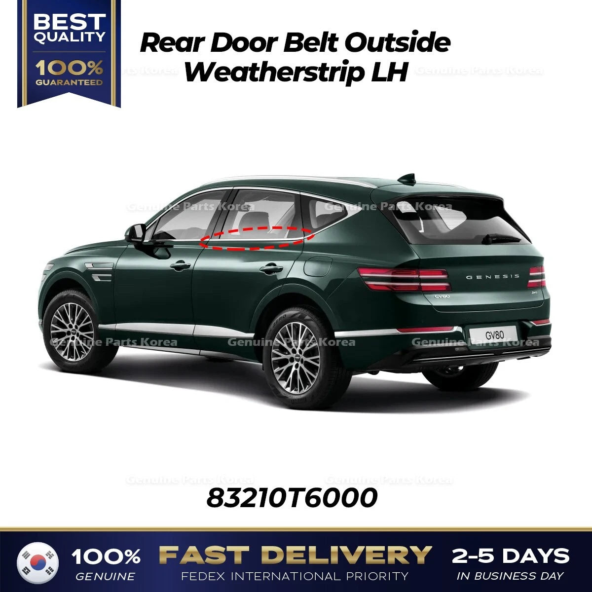 ⭐Genuine⭐ Rear Door Belt Outside Weatherstrip LH 83210T6000 for Genesis GV80