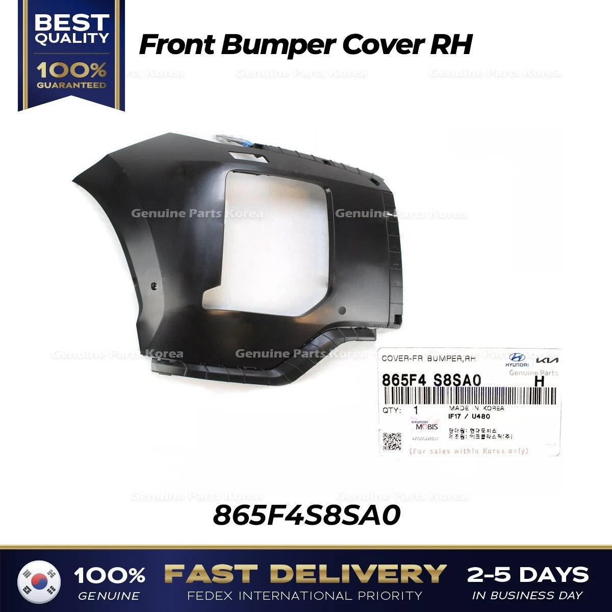 ⭐Genuine⭐ Front Bumper Cover RH 865F4S8SA0 for Hyundai Palisade