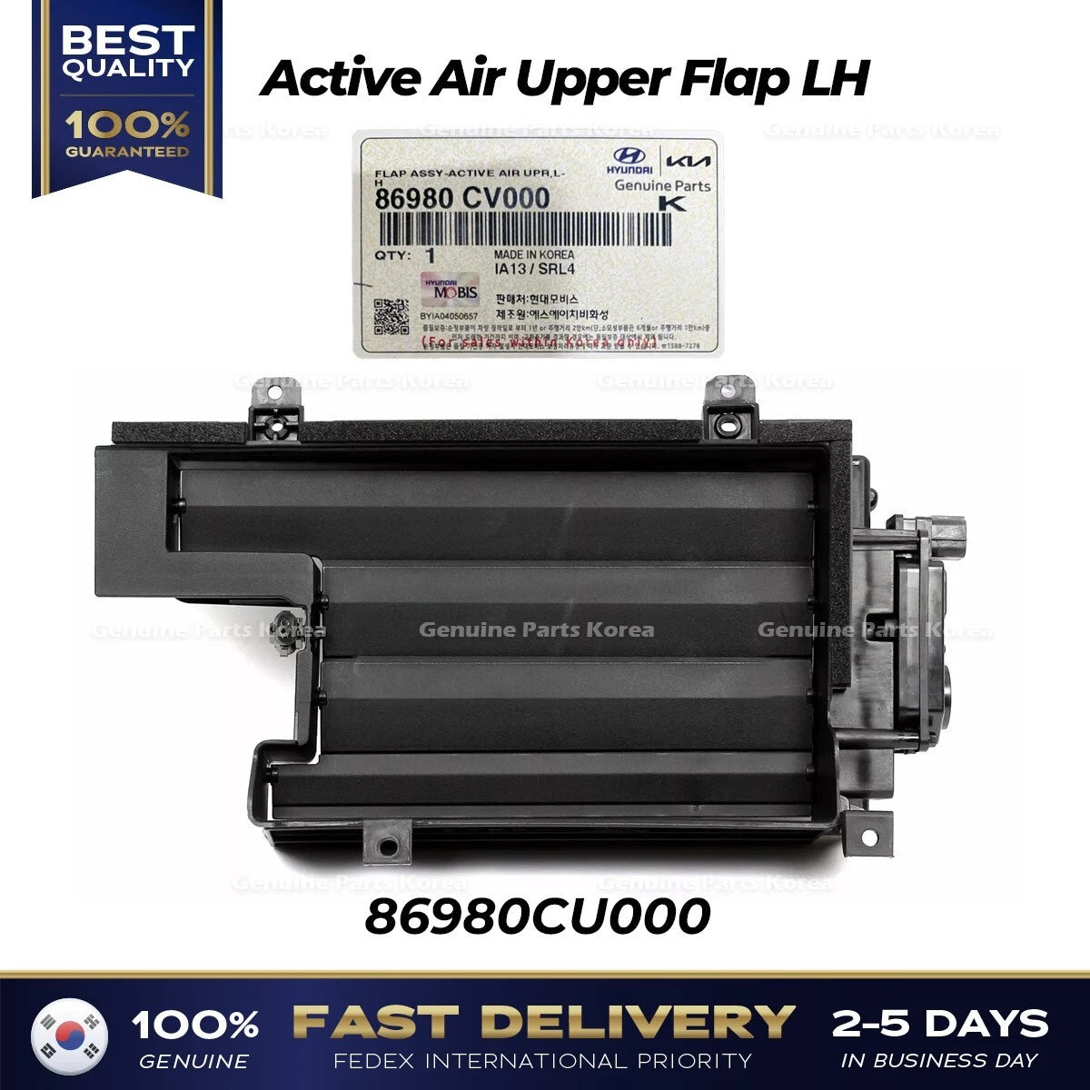 ⭐Genuine⭐ Active Air Upper Flap LH 86980CU000 for Hyundai Genesis GV60