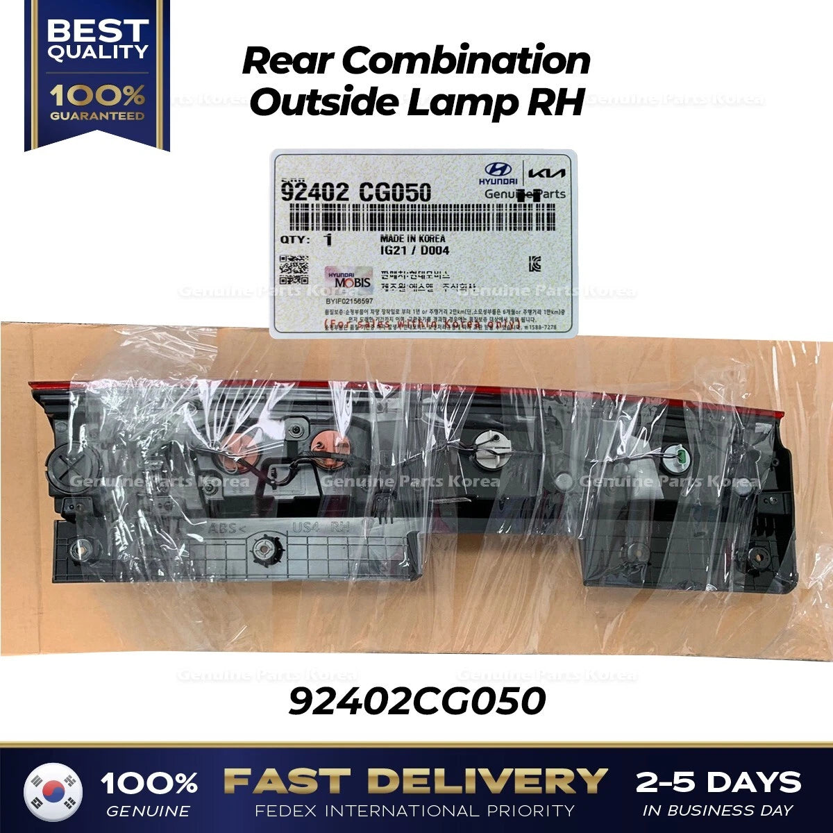 ⭐Genuine⭐ Rear Combination Outside Lamp RH 92402CG050 for Hyundai Staria