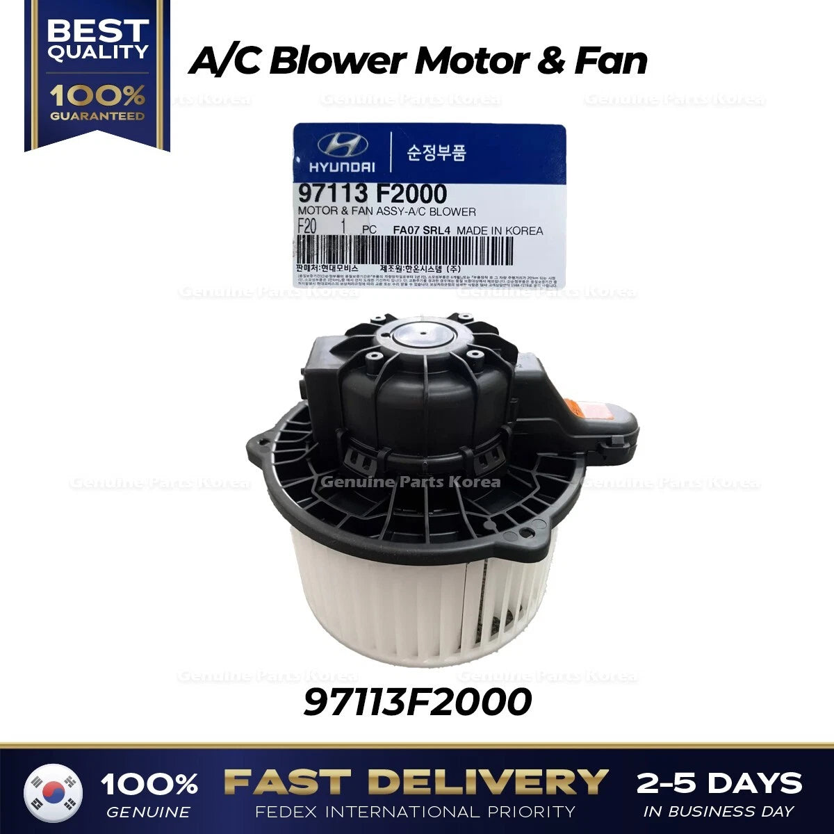 ⭐Genuine⭐ A/C Blower Motor & Fan 97113F2000 for Hyundai Elantra Kia Forte