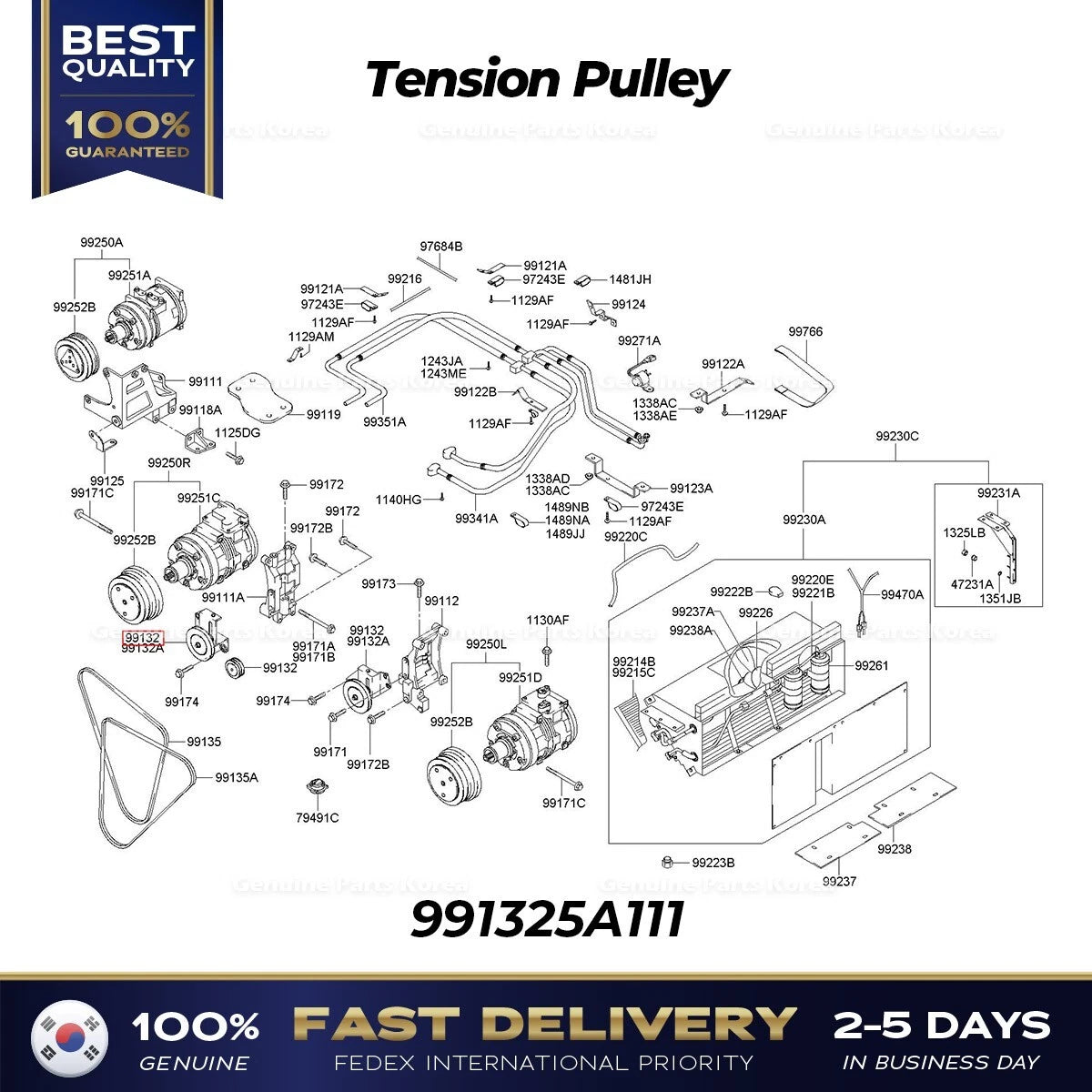⭐Genuine⭐ Tension Pulley 991325A111 for Hyundai County