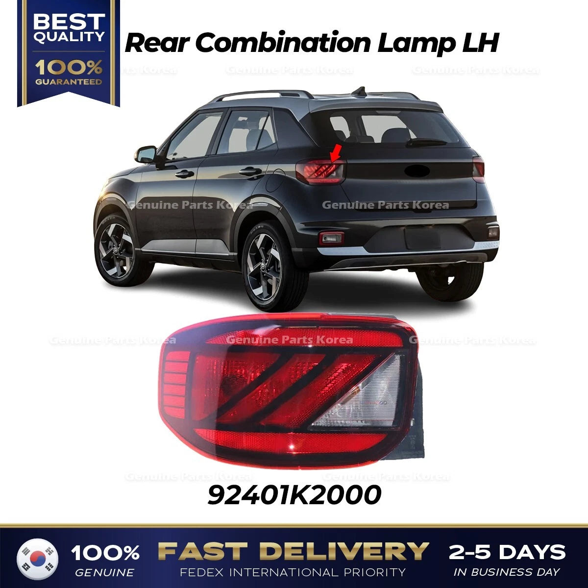 ⭐Genuine⭐ Rear Combination Lamp LH 92401K2000 for Hyundai Venue