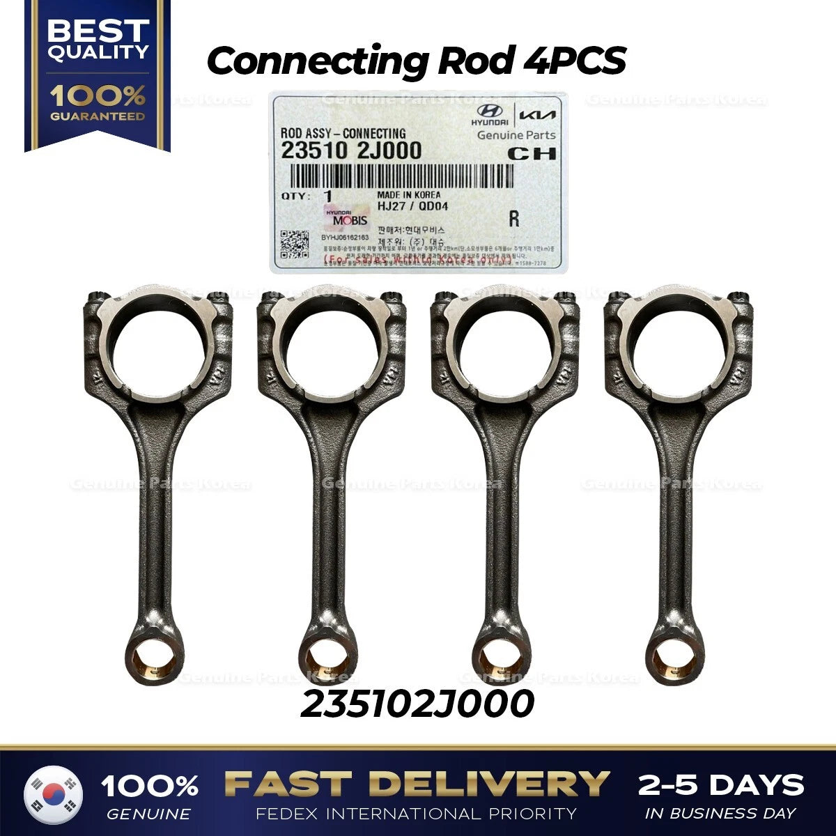 ⭐Genuine⭐ Connecting Rod 4PCS 235102J000 for Hyundai Elantra Kona Sonata Hybrid