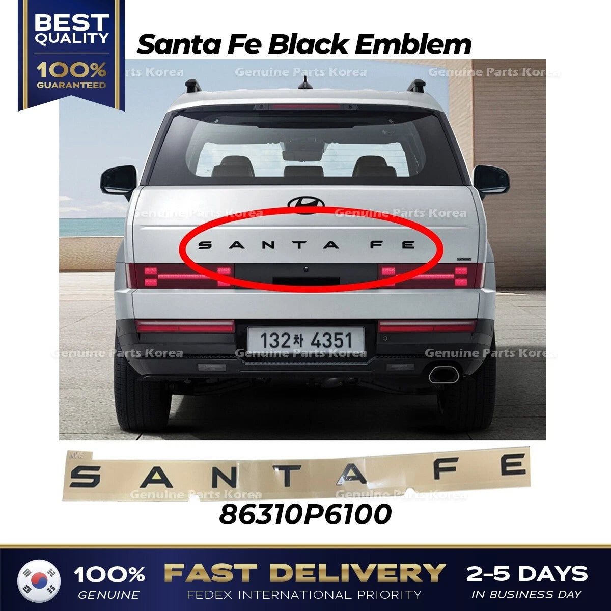 ⭐Genuine⭐ Santa Fe Black Emblem 86310P6100 for Hyundai Santa Fe MX5