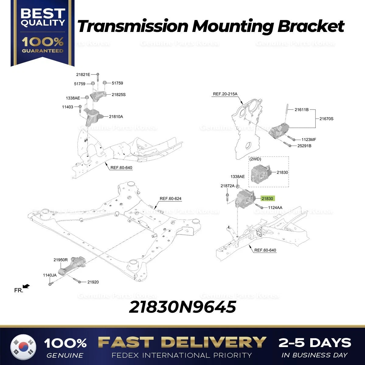 ⭐Genuine⭐ Transmission Mounting Bracket 21830N9645 for Hyundai Tucson