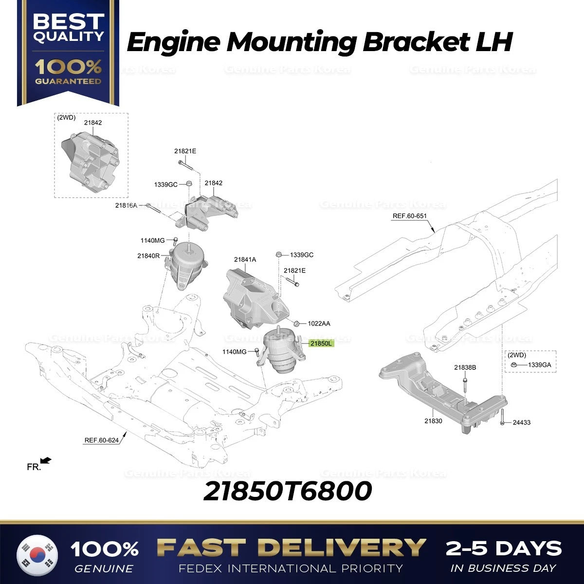 ⭐Genuine⭐ Engine Mounting Bracket LH 21850T6800 for Hyundai Genesis GV80