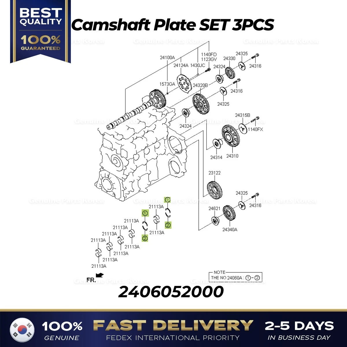 ⭐Genuine⭐ Camshaft Plate SET 3PCS 2406052000 for Hyundai E-County
