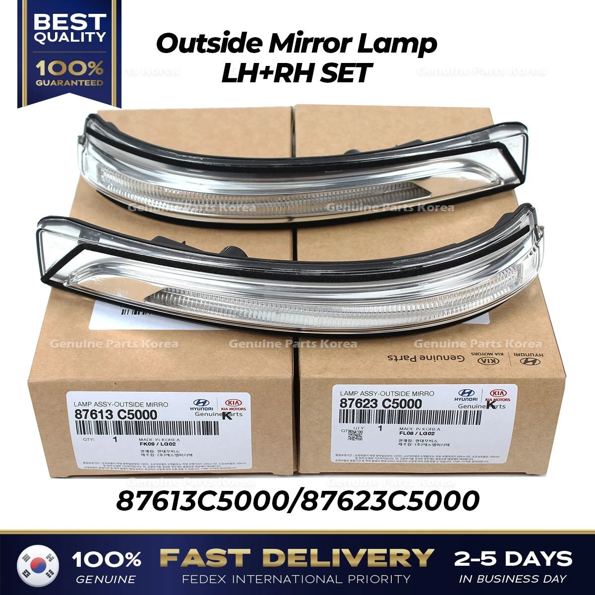 ⭐Genuine⭐ Outside Mirror Lamp LH RH SET 87613C5000 87623C5000 for Kia Sorento